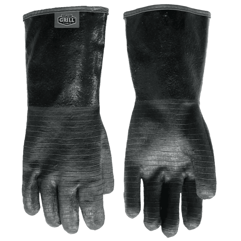 Expert Grill Heat Resistant, Oil Resistant and Waterproof Pvc Free  Insulated BBQ Gloves, Black Color