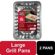Expert Grill 15.75" x 11.25" Large Aluminum Foil Grill Pan, 2 Count