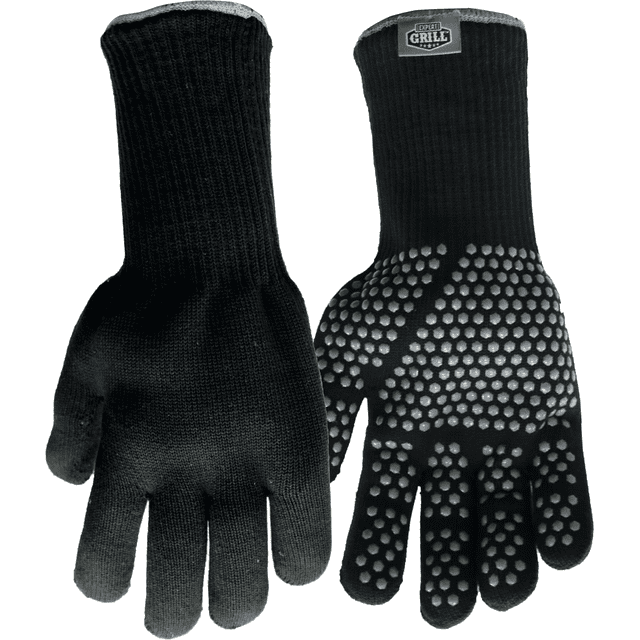 Expert Grill Silicone Dotted Heat Resistant BBQ Gloves, Black Color, One Size