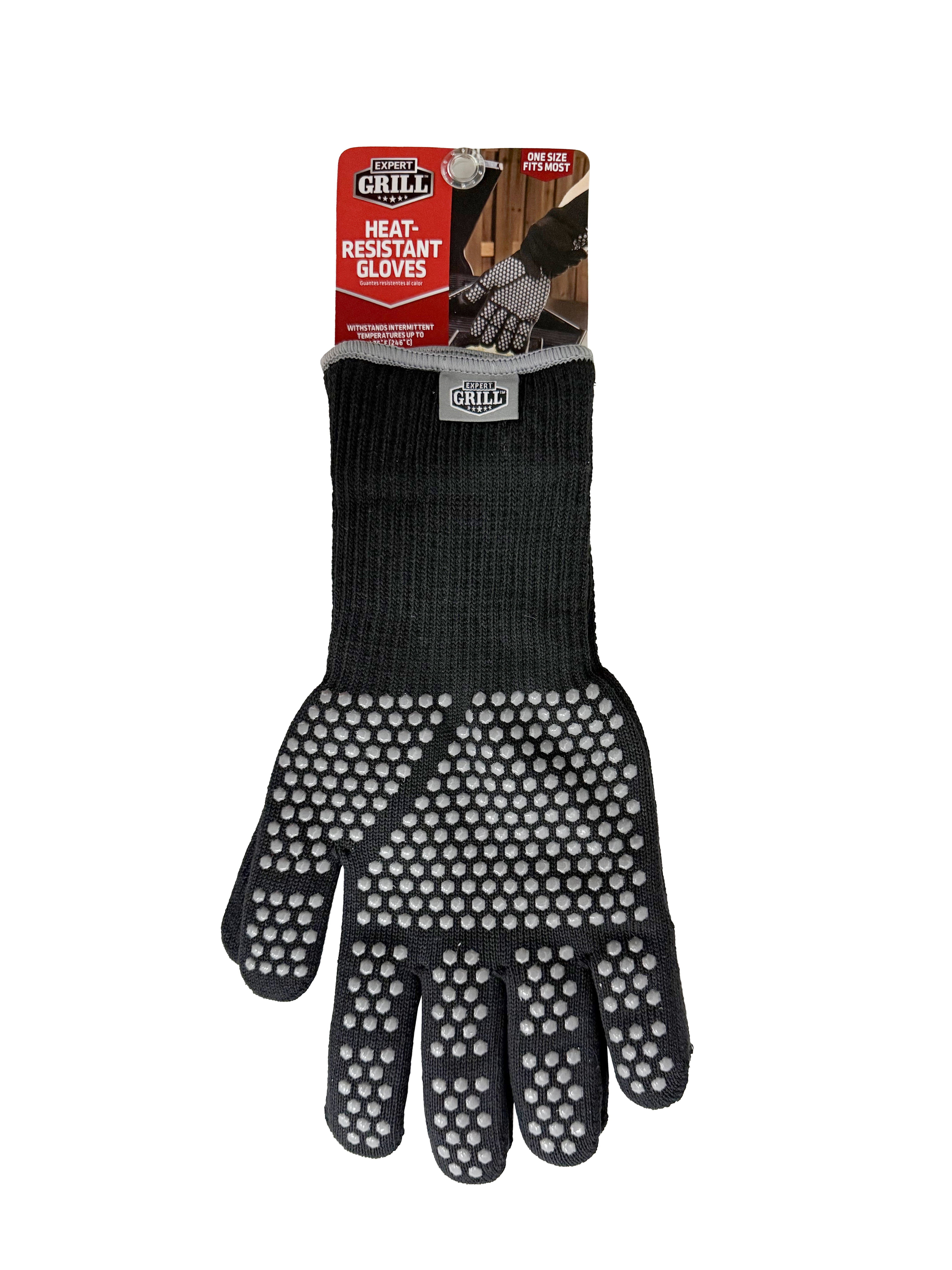 Expert Grill Silicone Dotted BBQ Gloves Black One Size for