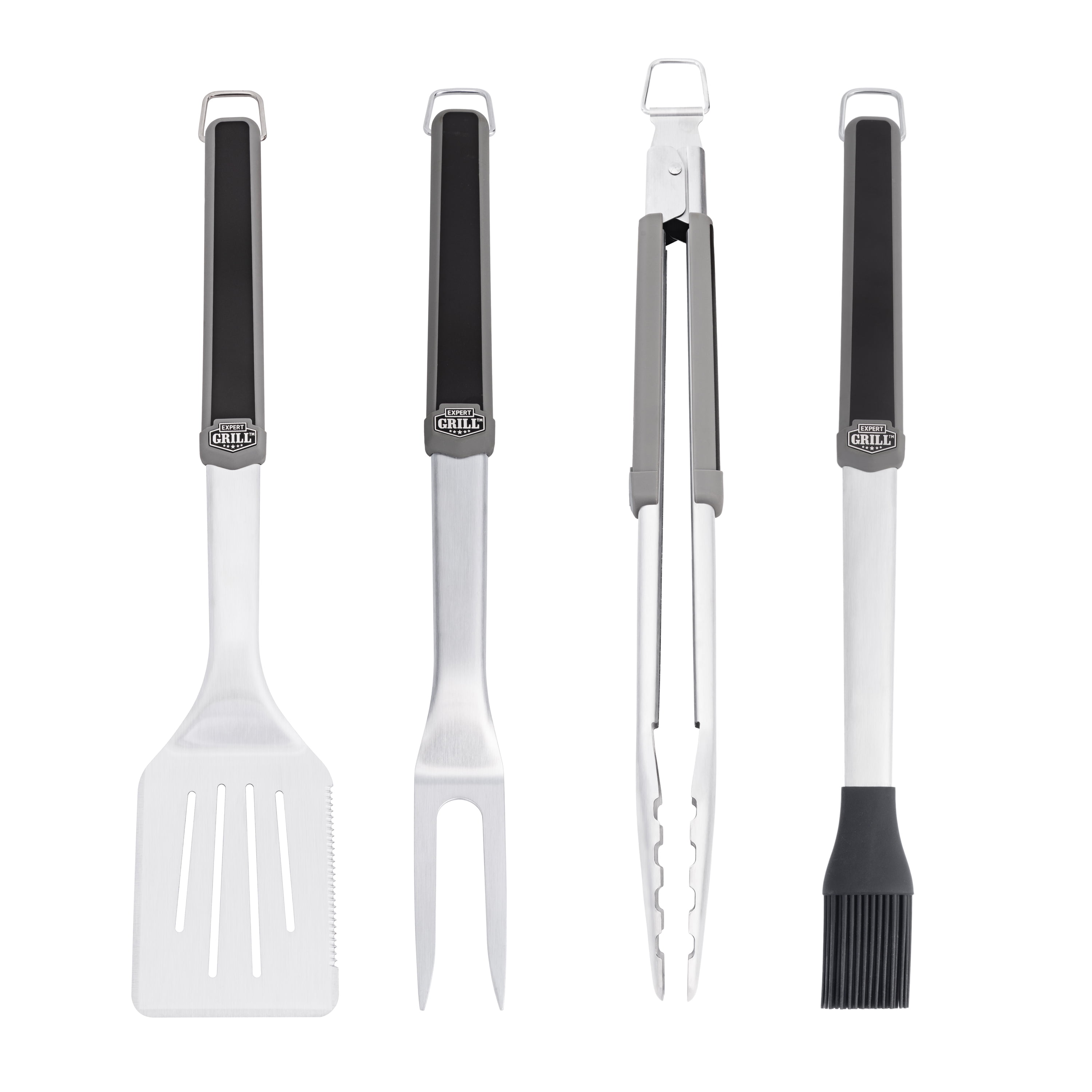 Expert Grill Grilling Accessories BBQ Grill Tools Set, 4 Pieces Stainless Steel Grill Kit