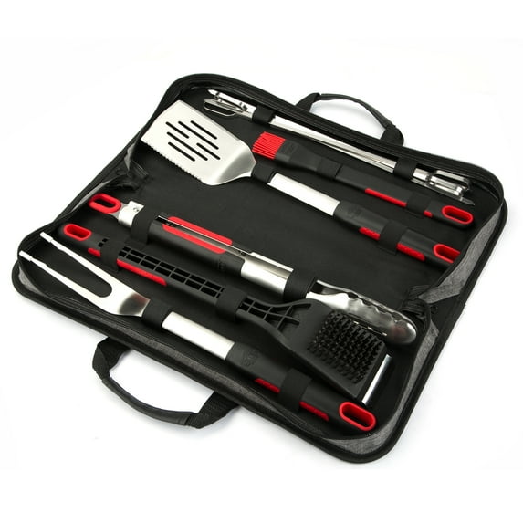 Expert Grill Stainless Steel Soft Grip BBQ Grill Tool Set, 10 Pieces