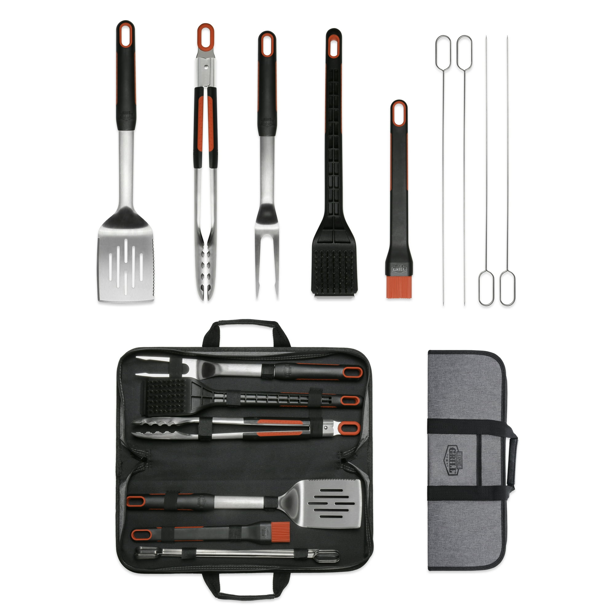 Expert Grill Stainless Steel Soft Grip BBQ Grill Tool Set, 10 Pieces