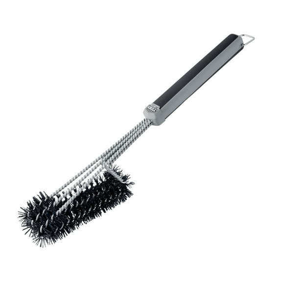 Expert Grill Stainless Steel and Nylon 3-Head Grill Brush, Black & Gray