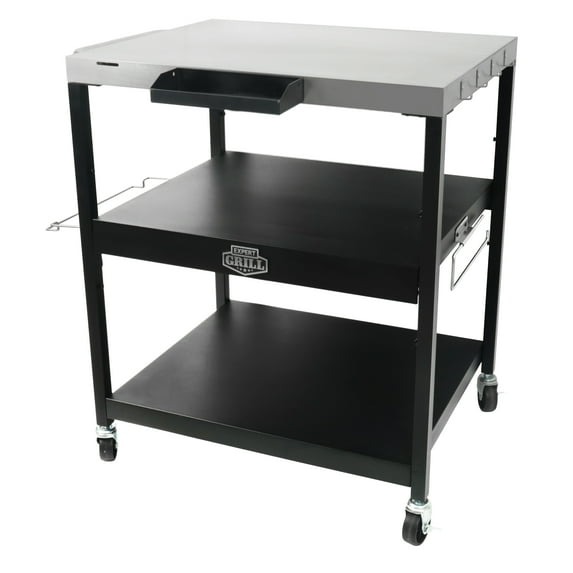 Expert Grill Rolling Food Preparation Cart with Paper Towel and Trash Bag Holders