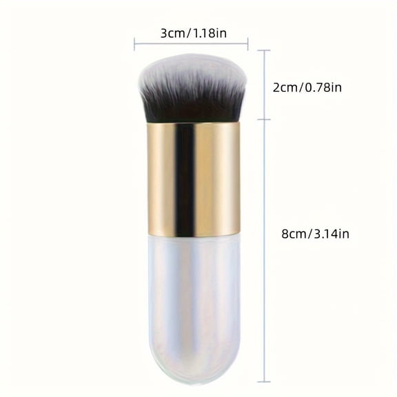 Expert Makeup Brush for Perfect Foundation, Blush, And Highlight - Gentle, Thick Synthetic Bristles, Scent-Free, Suitable for Every Skin Type-Little Fatty-White Golden