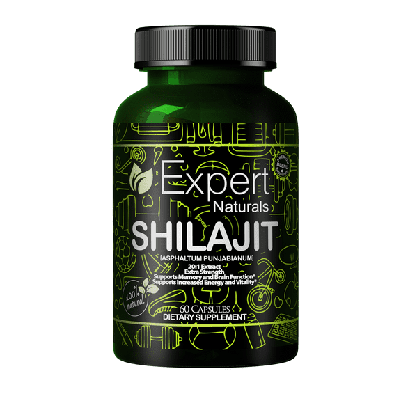 Expert Naturals Shilajit 20:1 Extract Extra Strength 7000mg per Serving 60 Capsules