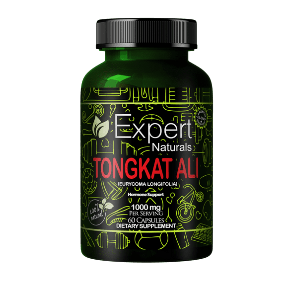 Expert Naturals Tongkat Ali 1000mg per Serving 100% Natural Eurycoma Longifolia Root Extract 60 Capsules
