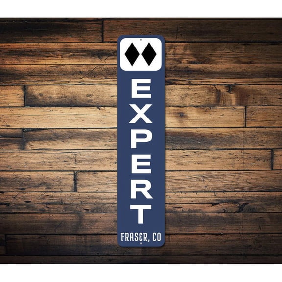 Expert Ski Vertical Novelty Decor, Metal Wall Sign - 4x18 Inches