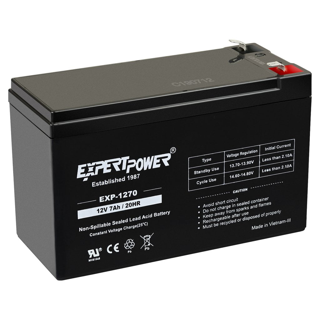 ExpertPower 12 Volt 7ah Rechargeable Battery with F1 (.187") Terminals"