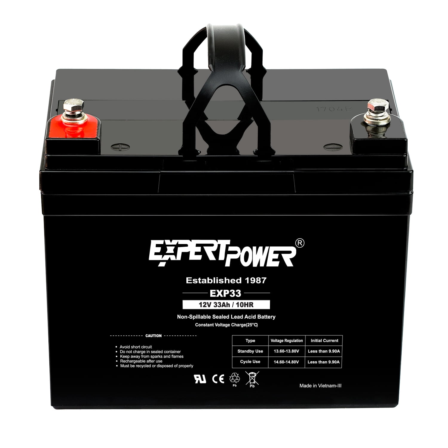 ExpertPower 12V 33Ah Rechargeable Deep Cycle AGM Battery