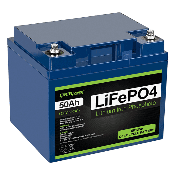 ExpertPower 12V 50Ah Lithium LiFePO4 Deep Cycle Rechargeable Battery | 2500 - 7000 Life Cycles & 10-Year lifetime | Built-in BMS | Perfect for RV, Solar, Marine, Overland, Off-Grid Applications