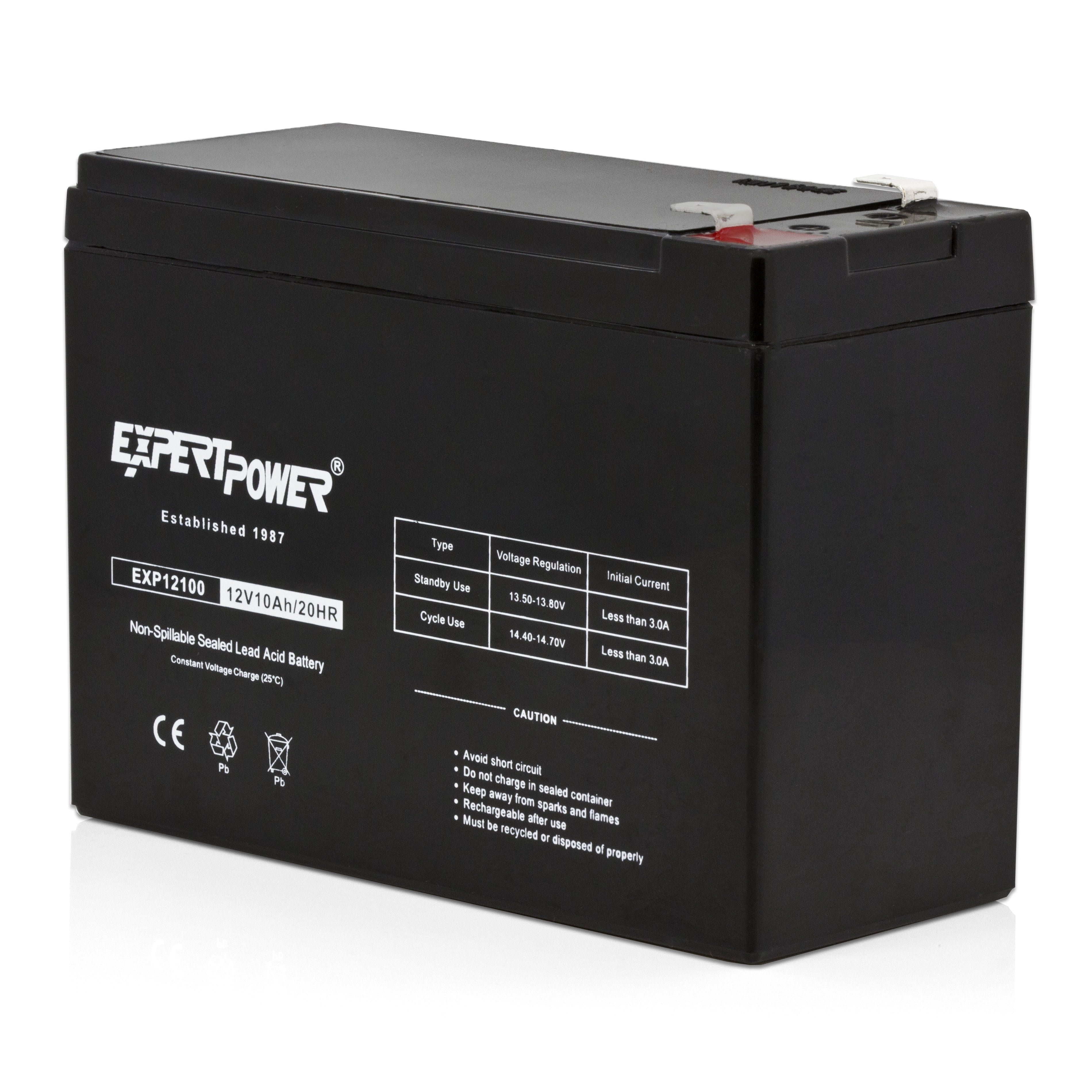 ExpertPower 12v 10Ah SLA Rechargeable Battery - F2 Terminals