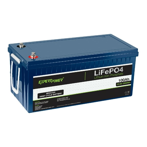 ExpertPower 24V 100Ah Lithium LiFePO4 Deep Cycle Rechargeable Battery | 2500 - 7000 Life Cycles & 10-Year Lifetime | Built-in BMS | Trolling Motors, RV, Solar, Marine, Overland, Off-Grid