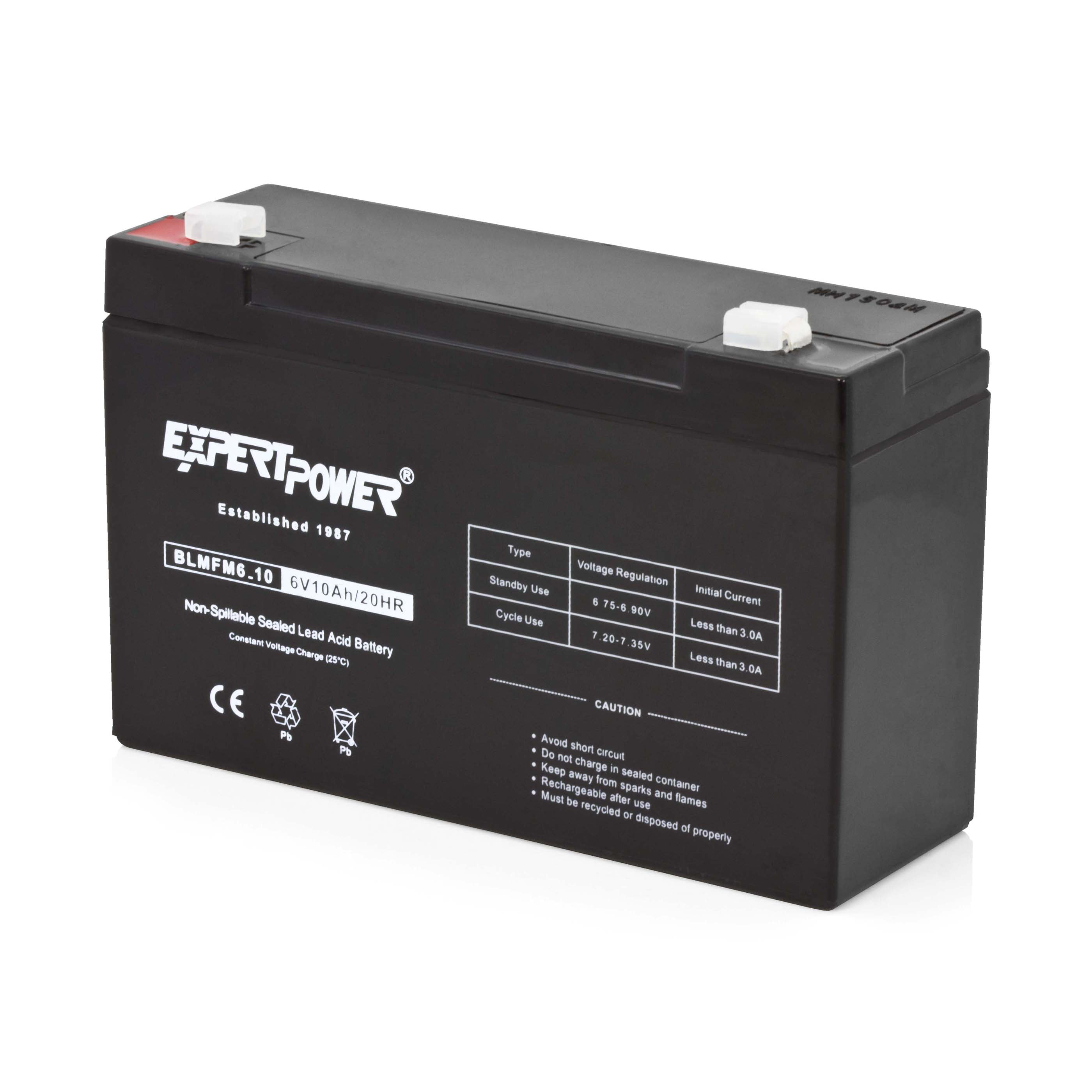 ExpertPower 6V 10AH Sealed Lead Acid (SLA) Battery with F1 Terminal