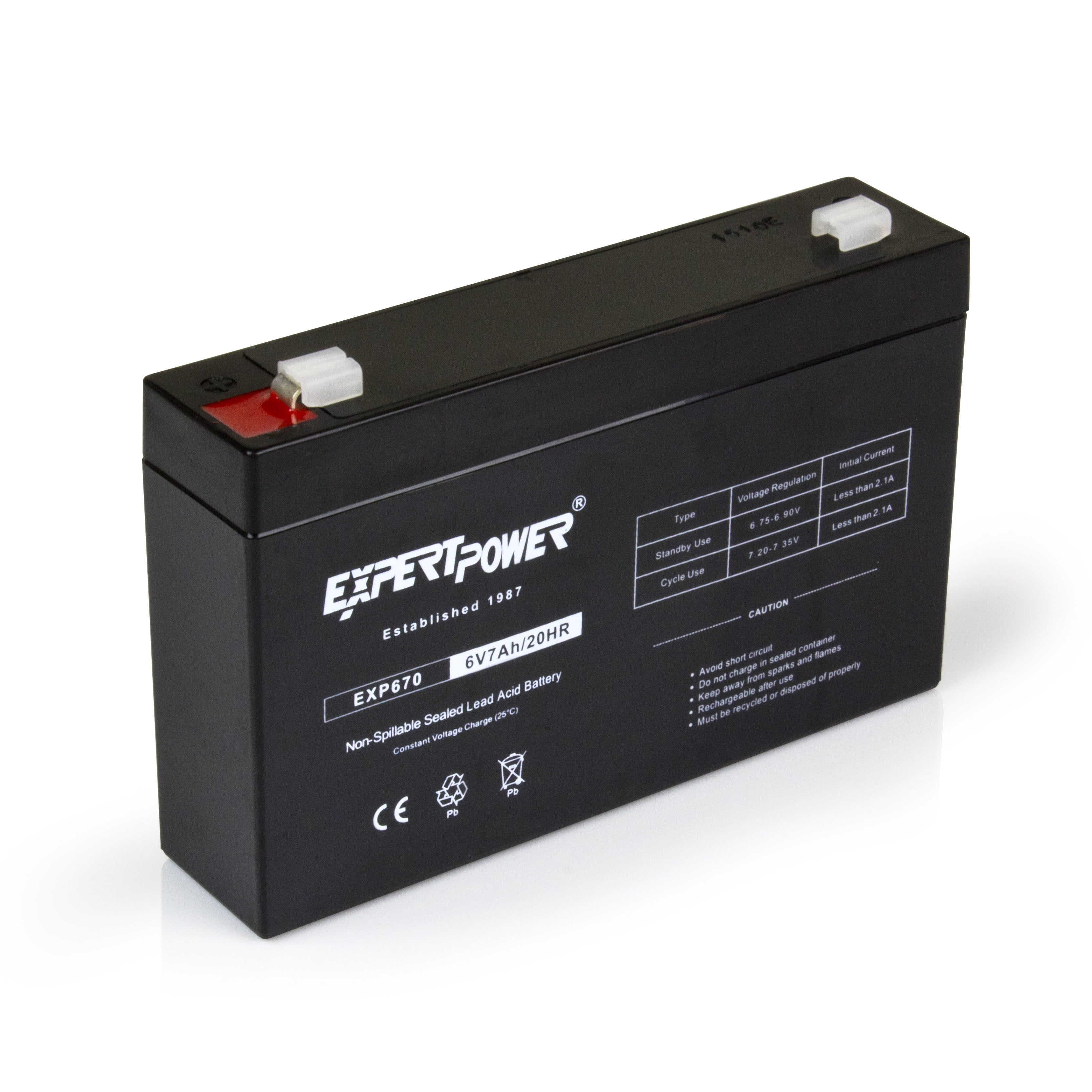 ExpertPower 6Volt 7AH Sealed Lead Acid (SLA) Battery with F1 Terminal