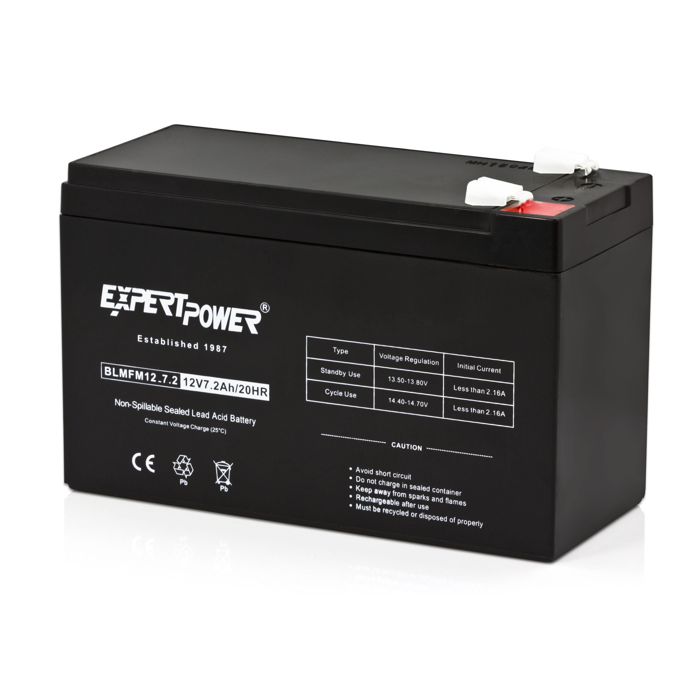 expertpower 12v 7.2ah sealed lead acid (sla) rechargeable battery for security alarm system with f2 terminals black exp1272 absorbent glass mat 1 pack