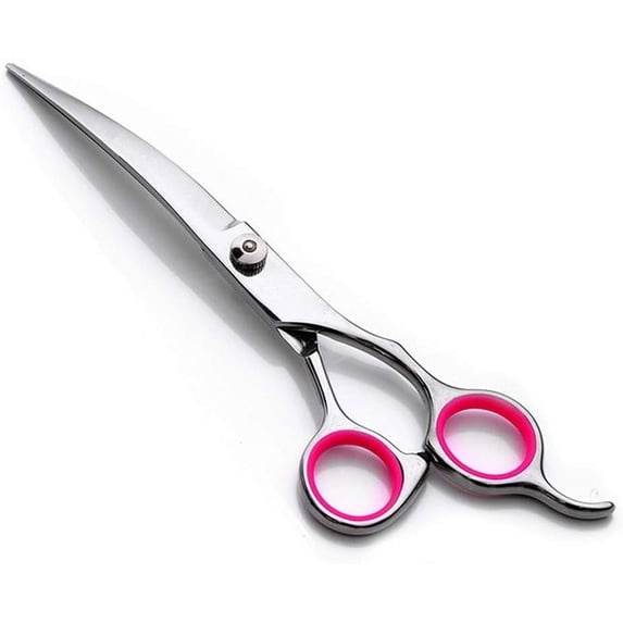 Expertly Crafted Pet Grooming Shears, Stainless Steel Curved Dog Grooming Scissors, Silencer Design For Noiseless Grooming, Comfortable Non-Slip Handle, Adjustable Screw, Ideal