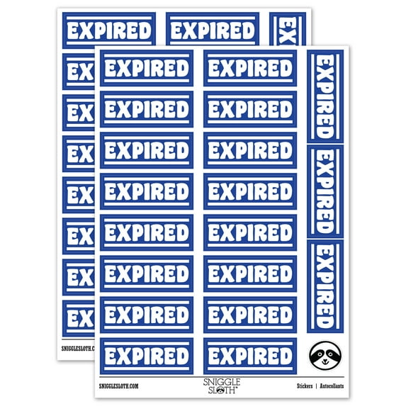 Expired Bold Border Top Bottom Sticker Set - Dark Blue - Matte Finish - 2.00" Large