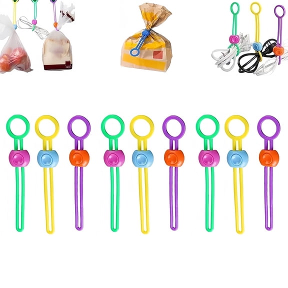 Explainout Multi-purpose Sealer, Multi Purpose Sealer Detachable MultiPurpose Sealing Ties Reusable Zip Cable Ties, High Elasticity, Elastic Cord Organizer For Sealing Food Bags (9Pcs)
