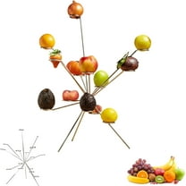 Exploded Fruit Bowl - Fireworks on the Dinner Table, Modern Metal Floating Fruits Display, Creative Stainless Steel Fruit Stand for Kitchen Counter Silver