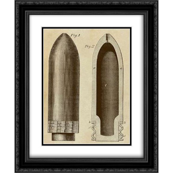 Exploding Artillery Shell for Breech-Loaders 2x Matted 20x24 Black Ornate Framed Art Print by Inventions