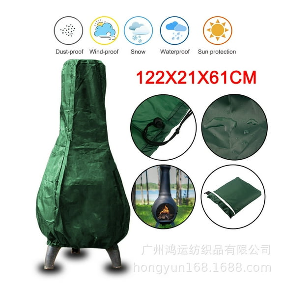 Exploding Chiminea Cover Outdoor Stove Cover Green 210D Polyester