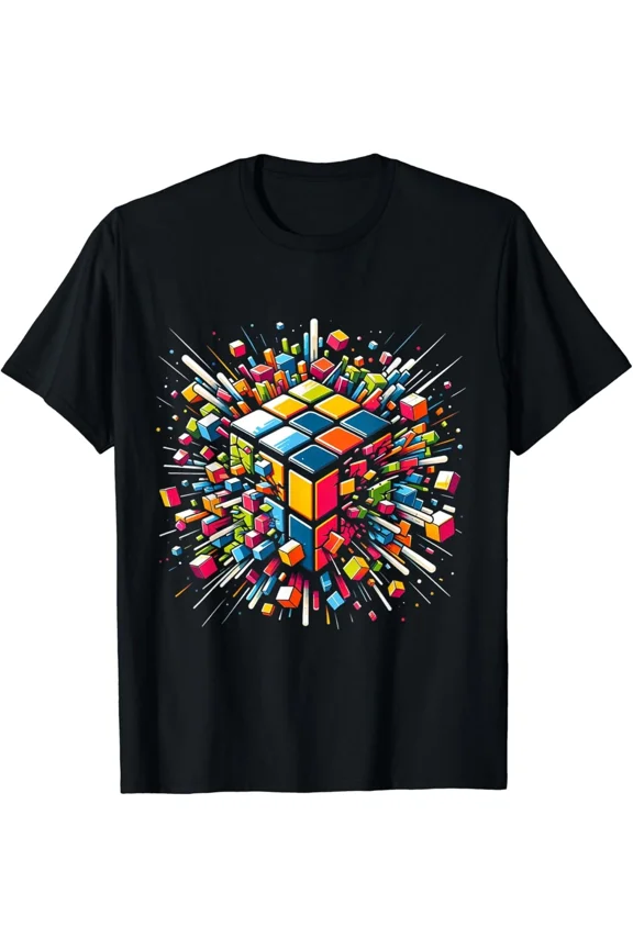 Exploding Cube Speed Cubing Puzzle Master Intelligence Logic Unisex T-Shirt, up to size 5XL