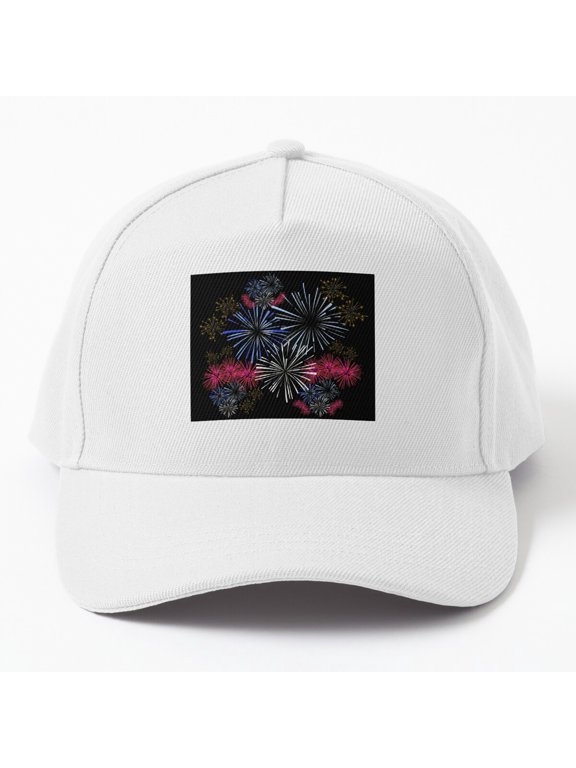 Exploding Fireworks Baseball Cap, Celebration Burst Graphic Design, Classic Everyday Hat