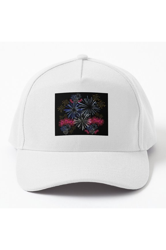 Exploding Fireworks Baseball Cap, Celebration Burst Graphic Design, Classic Everyday Hat