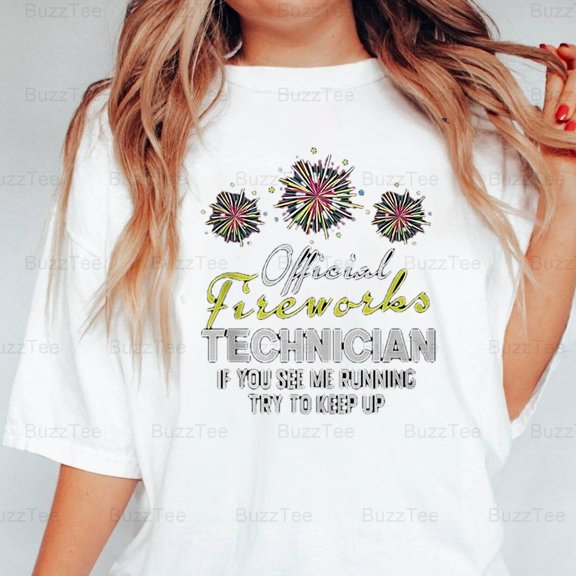 Exploding Fireworks Tech Shirt 4th July Party Pyrotechnics Fun T-Shirt Unisex, up to 5XL