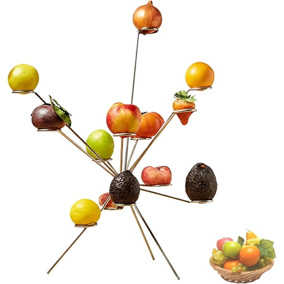 Exploding Fruit Bowl - Fireworks on the Dinner Table, Banana Holder Included, Fruit Basket for Kitchen Counter Modern Art Centerpiece Silver