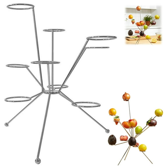 Exploding Fruit Bowl, Floating Art Fruit Display, 360° Ventilated Metal Fruit Stand, Handcrafted Modern Centerpiece for Kitchen & Dining Table(Silvery)