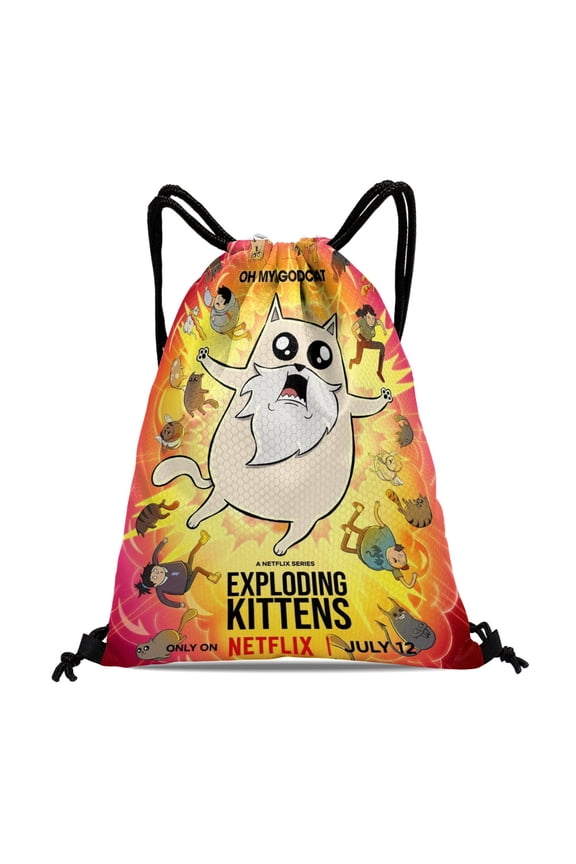 Exploding Kittens Drawstring Backpack Bag Party Favors Goodies Merch Gym Waterproof Swimming Beach Fans