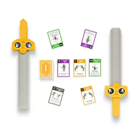Exploding Kittens Let's Hit Each Other w/ Fake Swords Party Game - For 2-6 Players, Ages 10+, Includes 2 Foam Swords