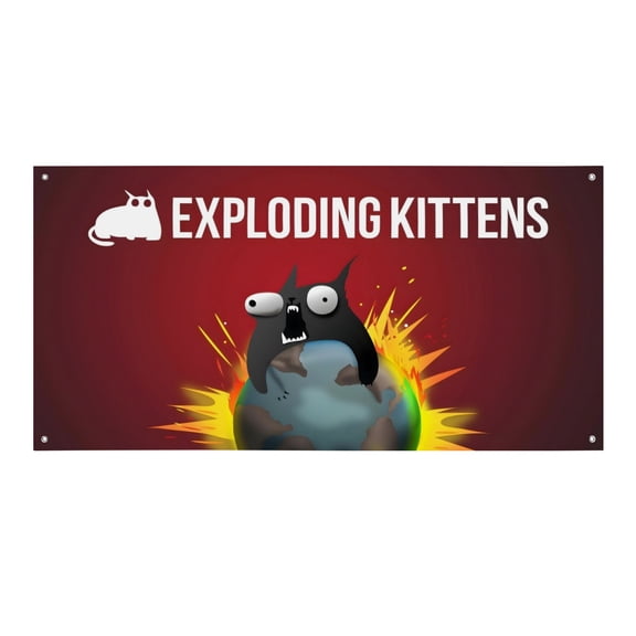 Exploding Kittens-Theme Backdrops Banner Birthday Party Decor Supplies Personalized Party Backdrop Decoration,5x3ft150x90cm