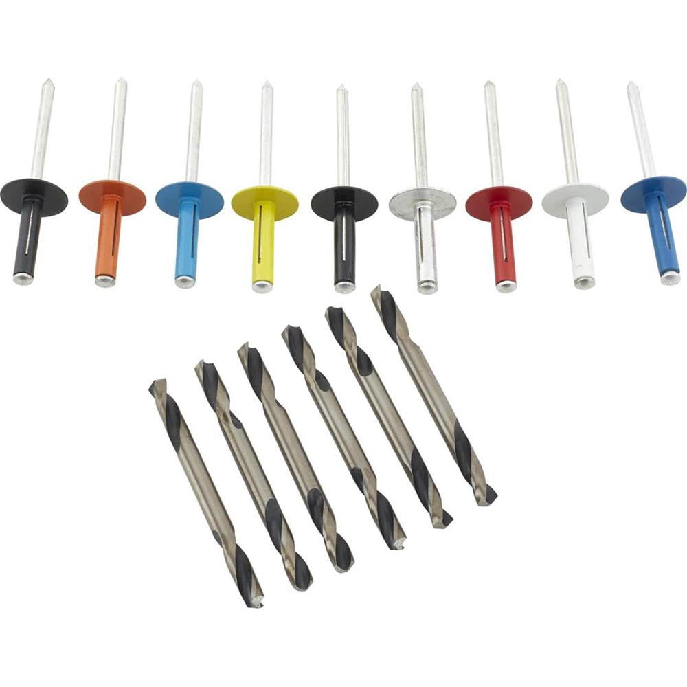 Exploding Rivets w/ Double End Drill Bits 3/16 Black Large Head ...