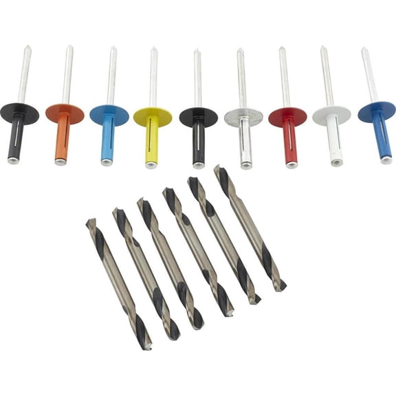 Exploding Rivets w/ Double End Drill Bits 3/16 Black Large Head