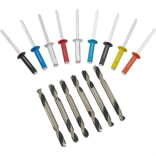 Exploding Rivets w/ Double End Drill Bits 3/16 Black Small Head