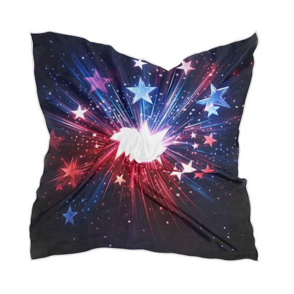 Exploding Stars and Lights Women's Fashion Soft Scarf Square Satin Head Scarf Neck Scarf Head Hair Wraps