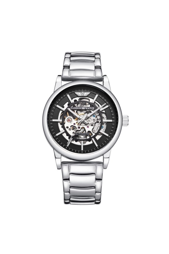 Automatic Mechanical Watch Skeleton Men's Watch Stainless Steel Strap Waterproof Wristwatch