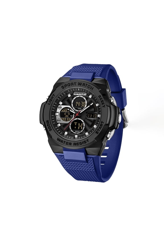 Dual Display Digital Sports Watch – Waterproof Unisex Wristwatch, Alloy Case, Alarm & Stopwatch