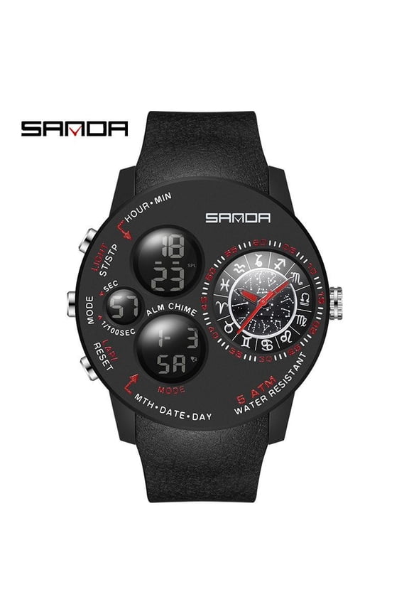Electronic Sports Watch for Men – Constellation Face, Dual Display, Water Resistant