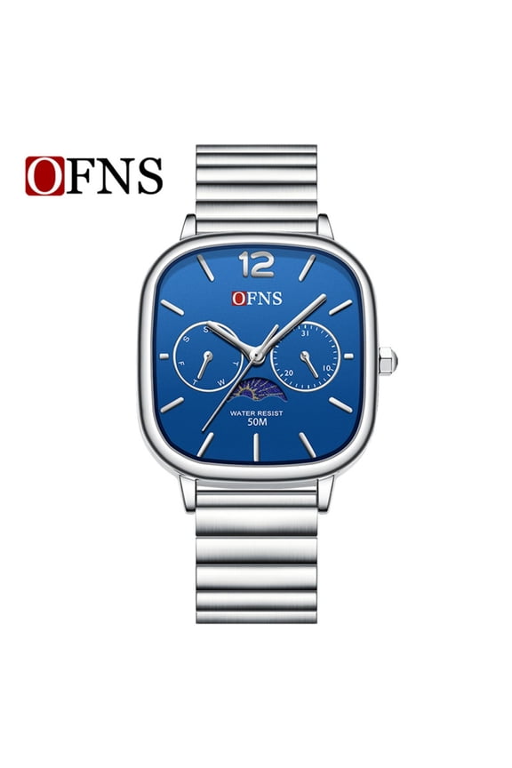 Elegant Unisex Quartz Watch – Waterproof Square Dial, Slim Casual Design, Date Display Feature