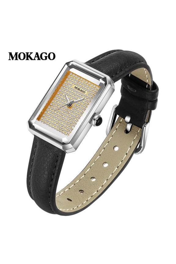 Fashion Luxury Women’s Watch – Waterproof Square Quartz Wristwatch, Diamond Accents, Stainless Steel or Leather Strap