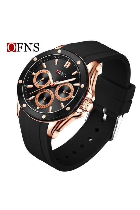 Fashion Quartz Watch – Unisex Waterproof 6-Hand Dial, Luminous Display, Silicone Strap
