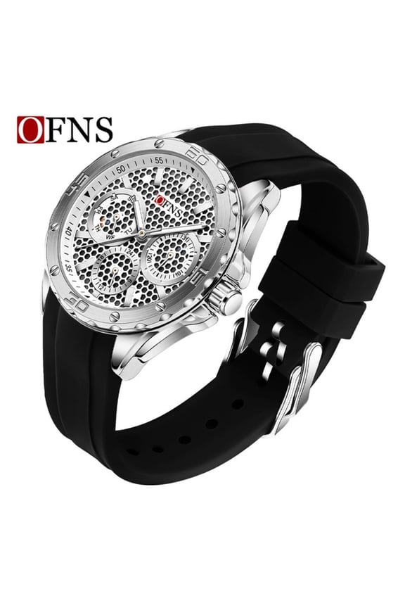 Fashion Quartz Watch – Waterproof Daily Wear, 6-Hand Dial, Date Display, Unisex Silicone Strap