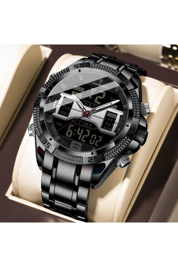 Luxury Quartz Watch for Men – Waterproof, Dual Display, Electronic Interface, Modern Design