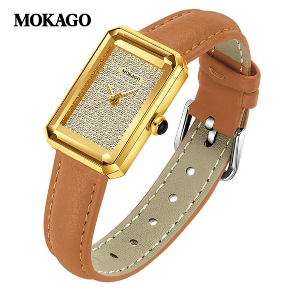 Explojoy Luxury Square Women’s Watch – Mother of Pearl Dial, Diamond Accents, Waterproof Quartz, Stainless Steel Strap