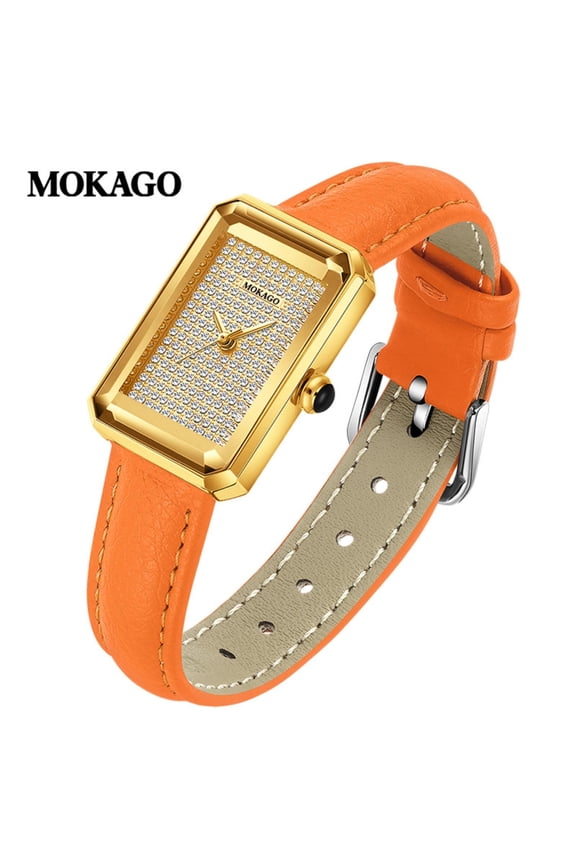 Luxury Square Women’s Watch – Mother of Pearl Dial, Diamond Accents, Waterproof Quartz, Stainless Steel Strap